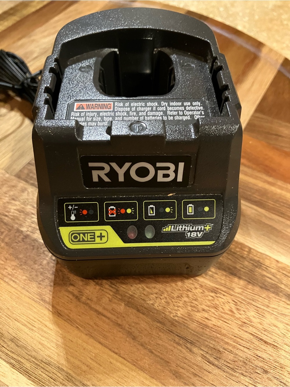 RYOBI ONE+ 18V Lithium-Ion Battery Charger - Black/Neon Green
